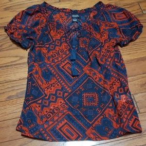 Lucky Brand pattern lightweight sheer top EUC